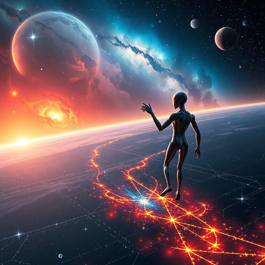 Cosmic AI Odyssey in Futuristic Hues