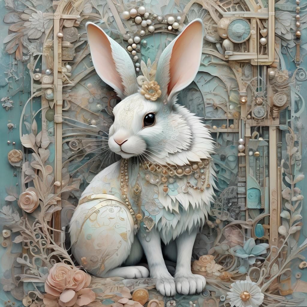 Whimsical Christmas Collage in Soft Pastel Hues