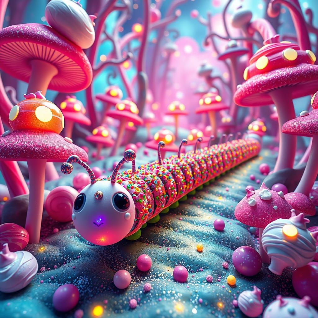 Whimsical Candy Landscapes in Vibrant, Hyper-Saturated Hues