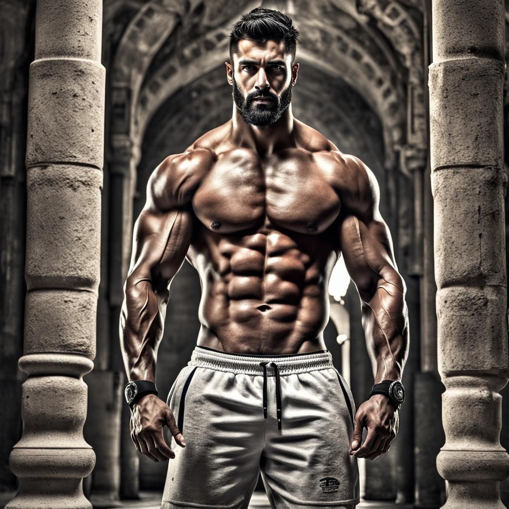 Hyperrealistic Portrait of a Muscular Arab Man