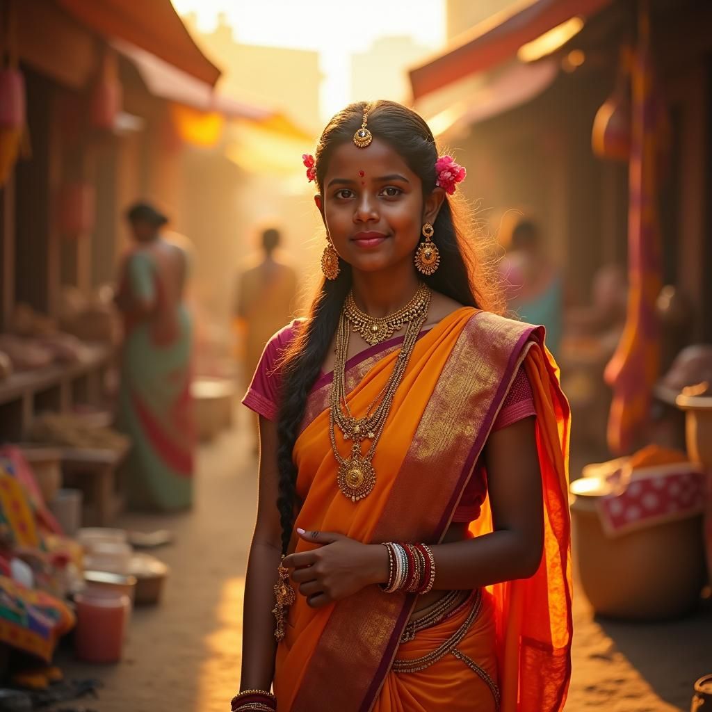 South Indian Girl in Kerala Sari: Bollywood Style