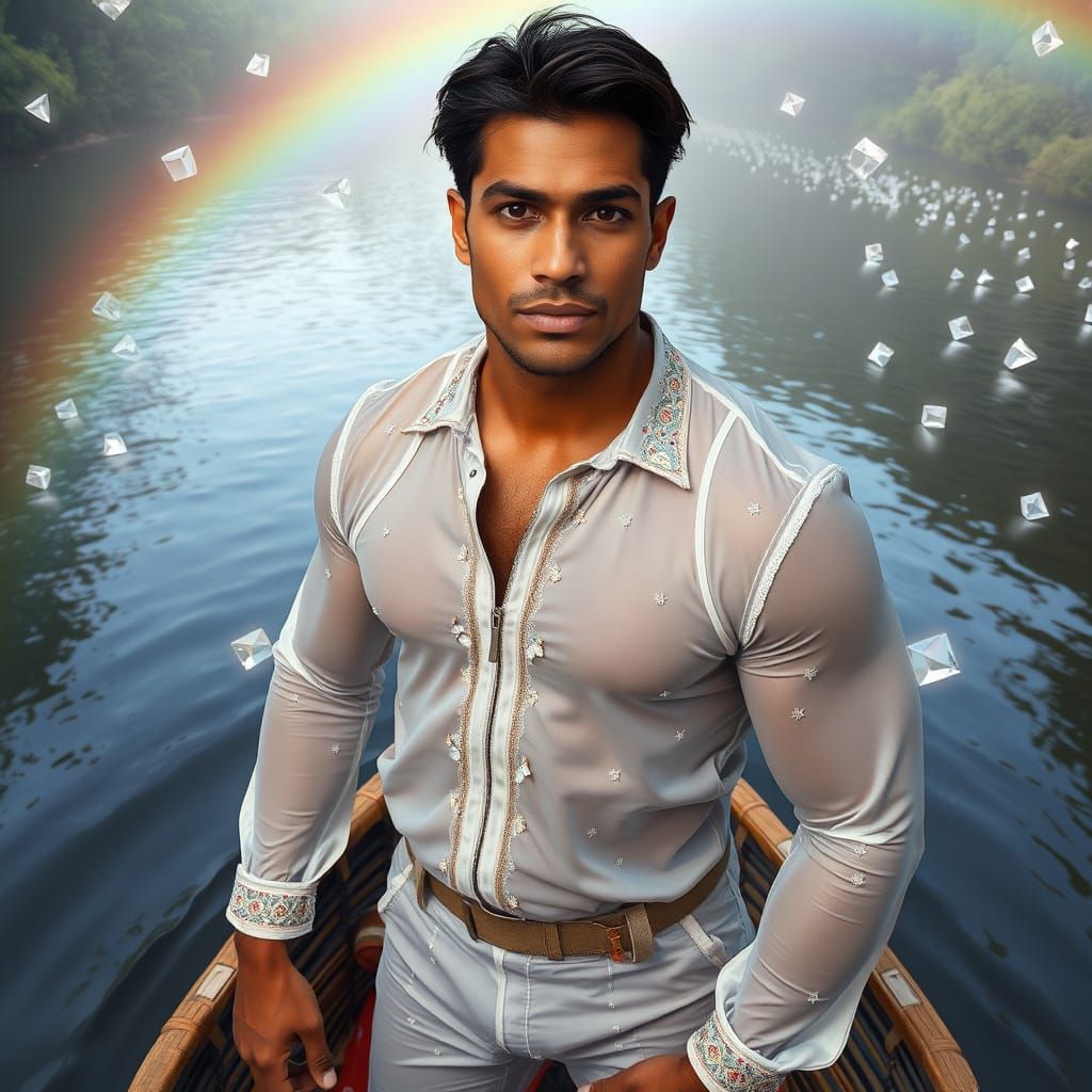 Indian Bodybuilder in Futuristic Ethereal Setting