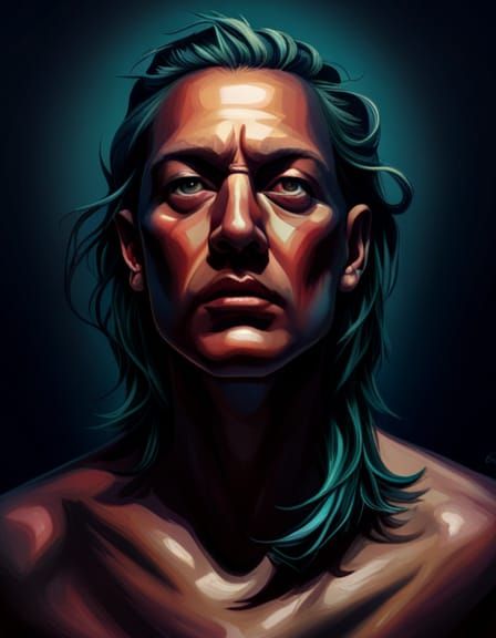 Sinister Portrait in Hyperrealistic Splash Art Style