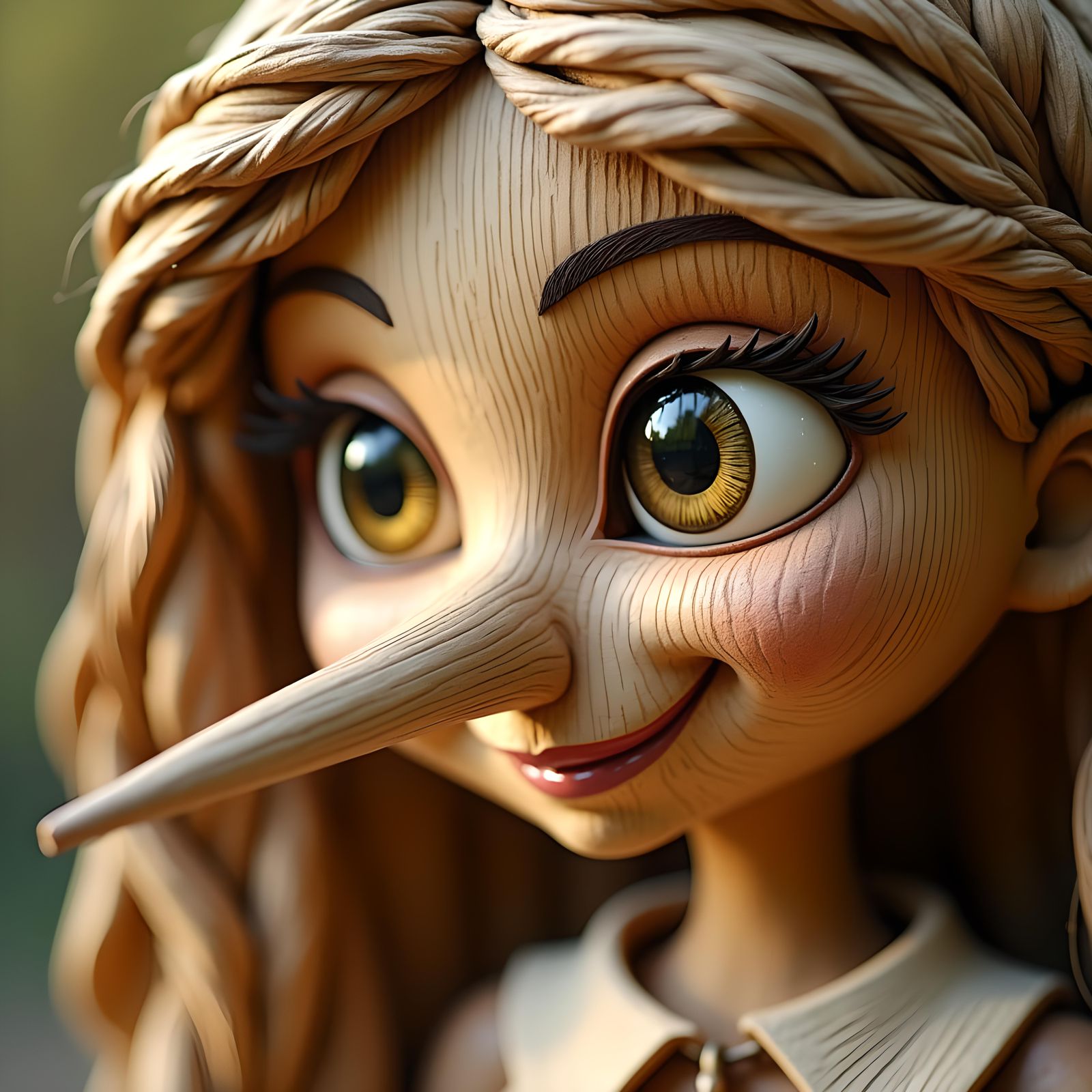 Flirty Pinocchio: A Portrait of a Girl with Long Nose