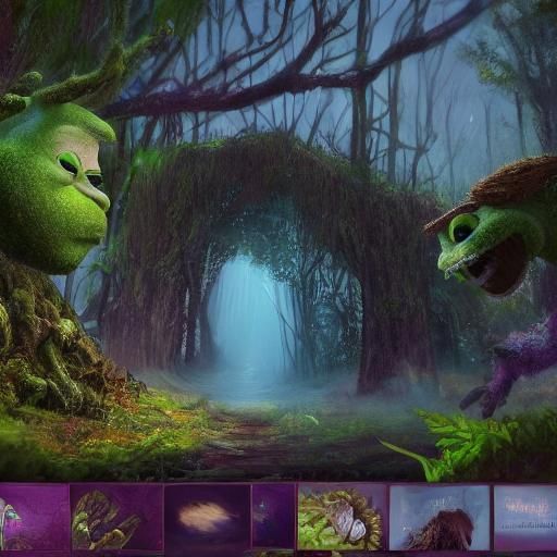 Shrek Minion Mashup in Swampy Dreamscape