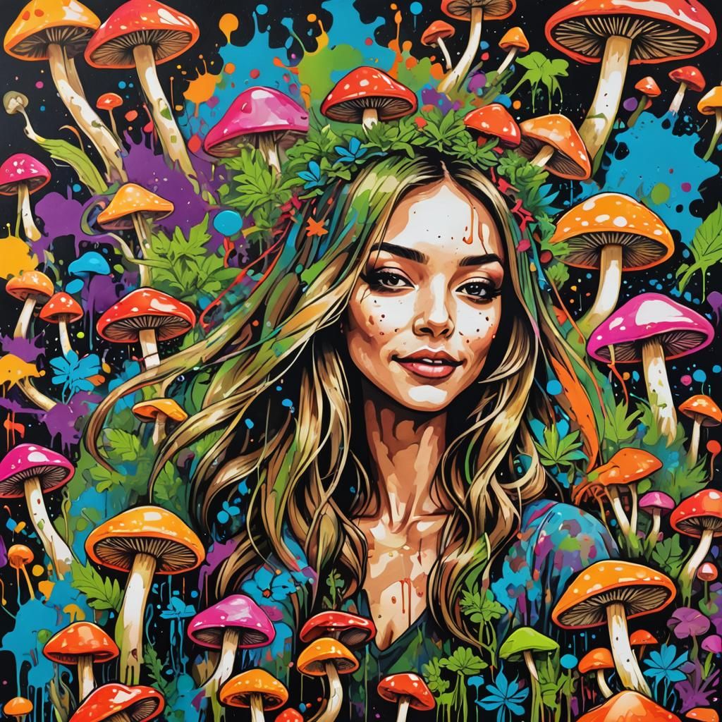 Psychedelic Stoner Girl in Graffiti Art Style