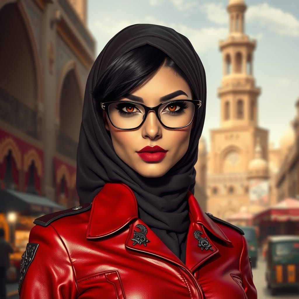 Stunning Muslim Policewoman in Gothic-Inspired Crimson Unifo...