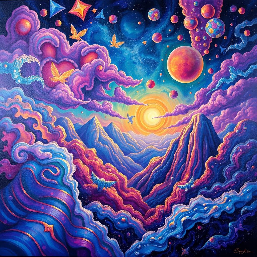 Kaleidoscopic Dreamscape in Surrealist Style