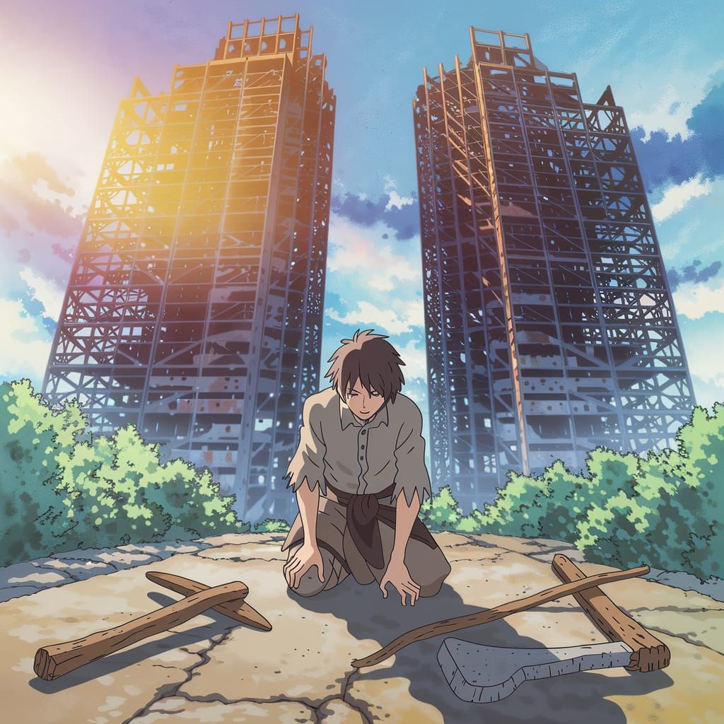 Solitary Survivor in Post-Apocalyptic Watercolour Anime Land...