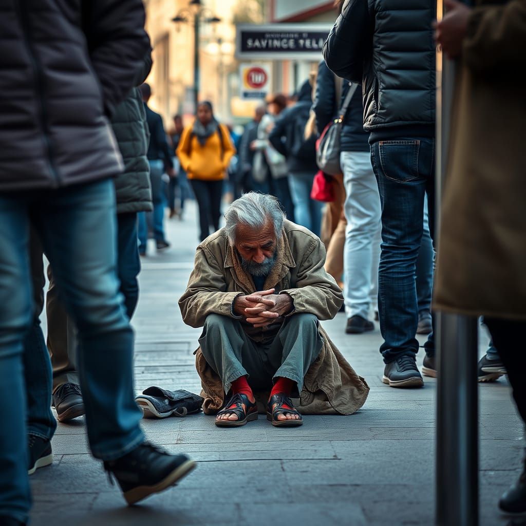 Homeless Man Ignored: A Moment of Quiet Rest