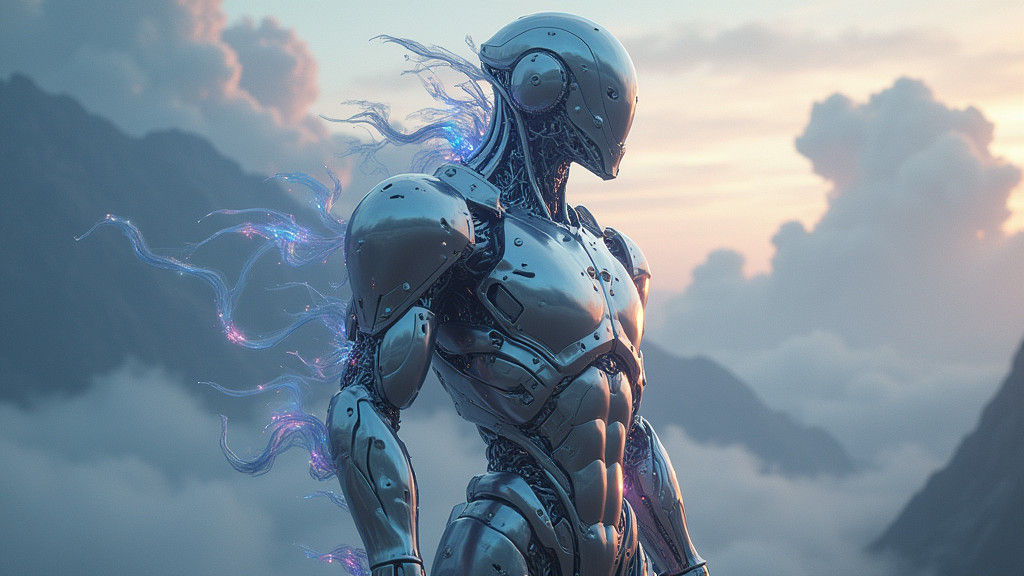 Titanium Deity in a Sci-Fi Landscape