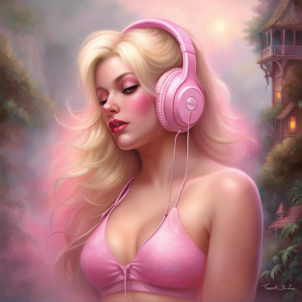 Blonde Woman with Pink Bikini in Fantasy Style