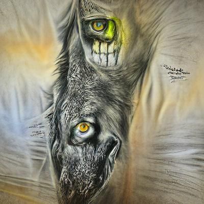 Giant Undead wolf with golden eyes HDR hyperrealism 8k resol...