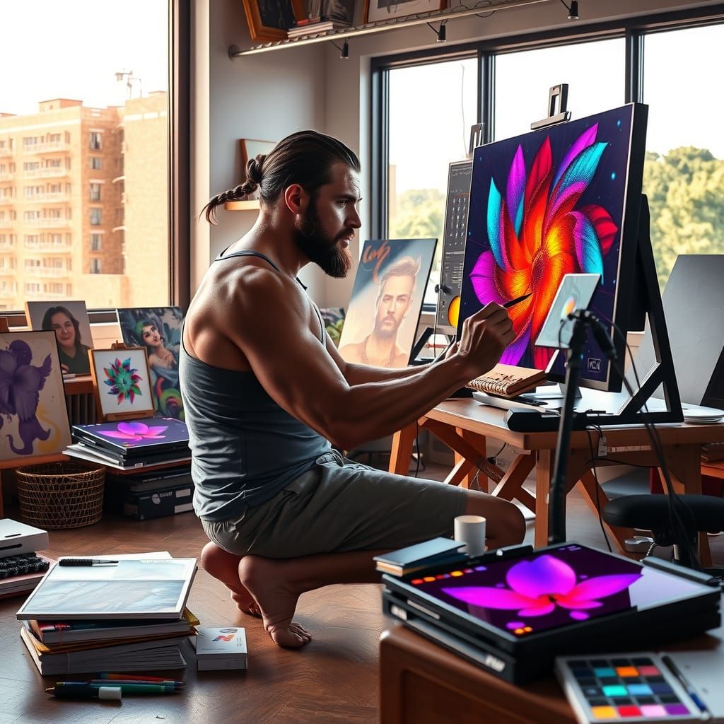 Digital Art Studio in Hyper-Realistic Style