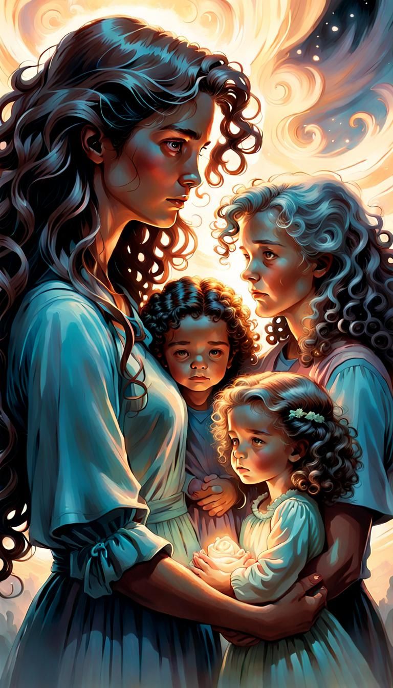 Heartwarming Family Reunion in Comic Book Style