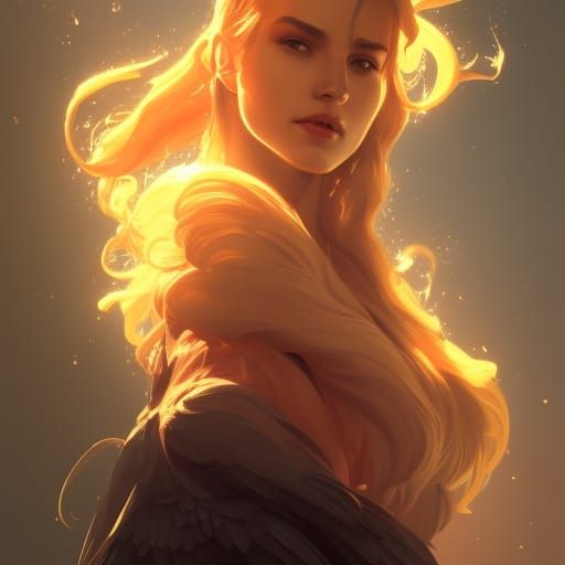 Detailed Phoenix Portrait in Art Nouveau Style