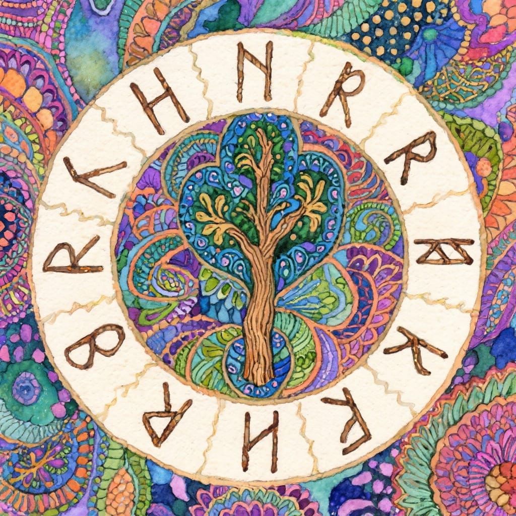 Runes, Futhark, Ogham, Mystical symbols, Intricately detaile...