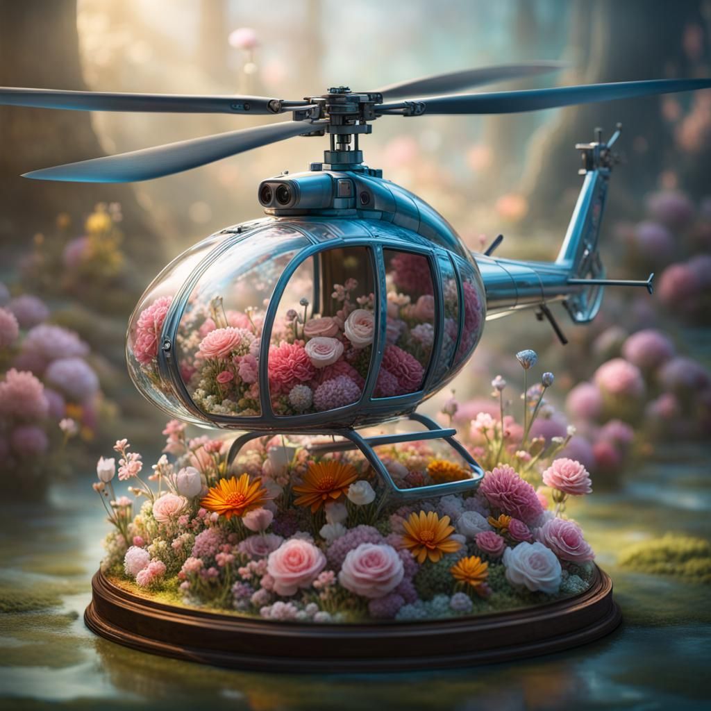 Crystal Helicopter Delivers Flowers in Dreamscape