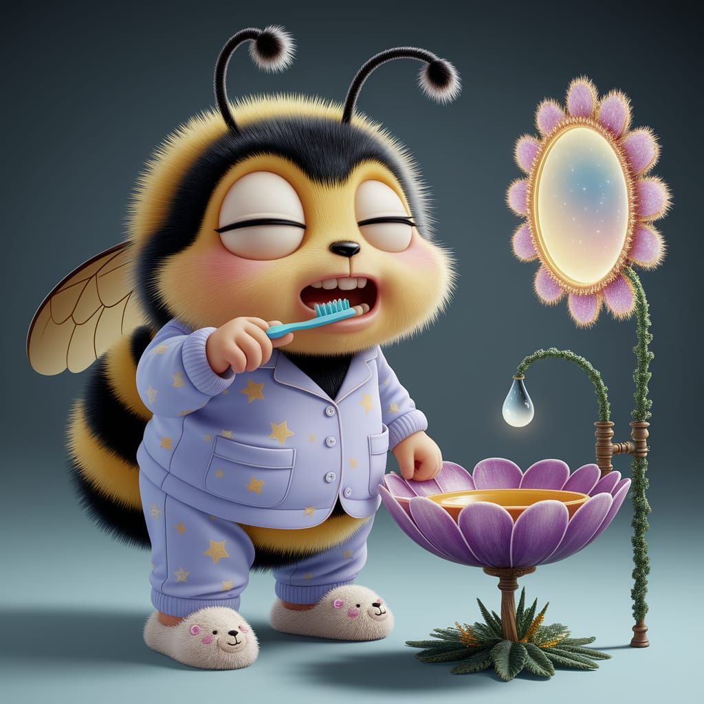 Sleepy Bumblebee's Bedtime: 3D Pixar Illustration