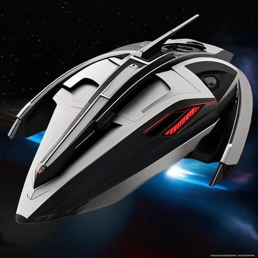 Cylon Raider Spacecraft in Flight