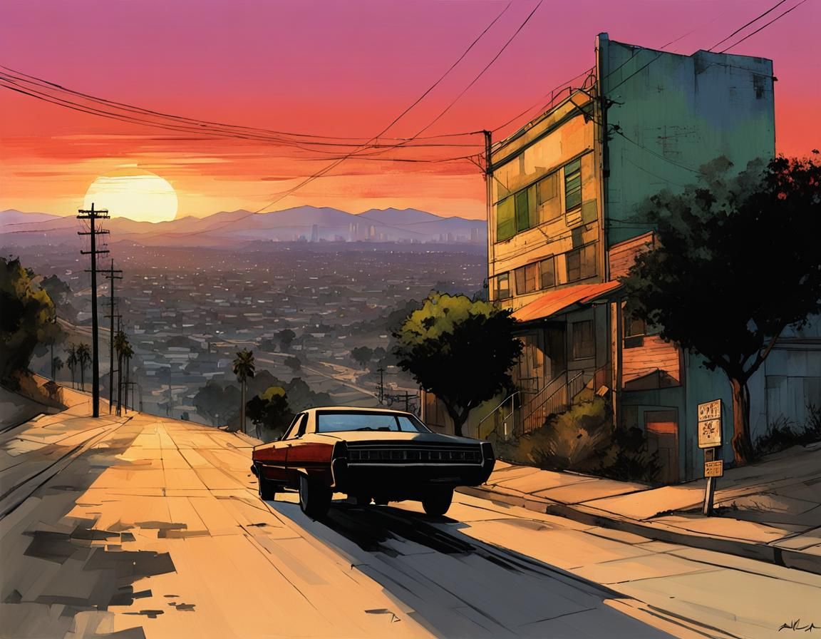 Groove Street Sunset in Comic Book Style