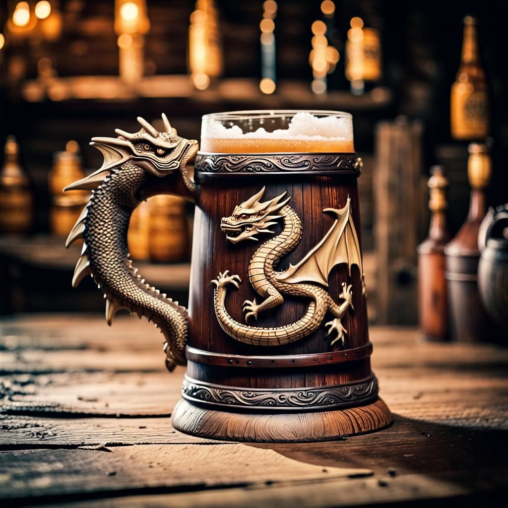 Medieval Beer Mug with Dragon, Cinematic Still
