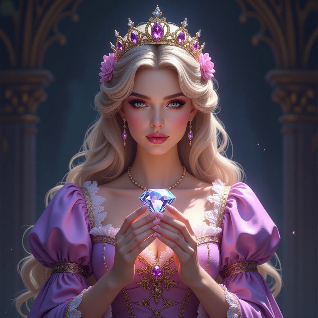 Regency Woman with Diamond in Dark Fantasy Style