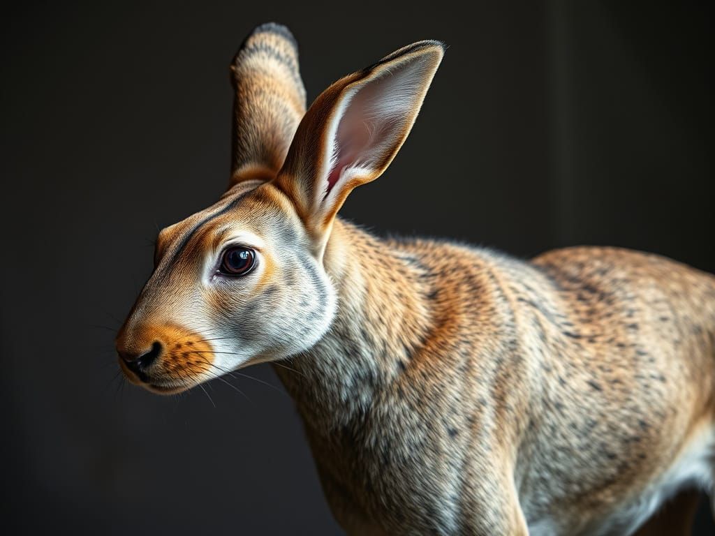 Photorealistic Rabbit-Headed Greyhound Chimera
