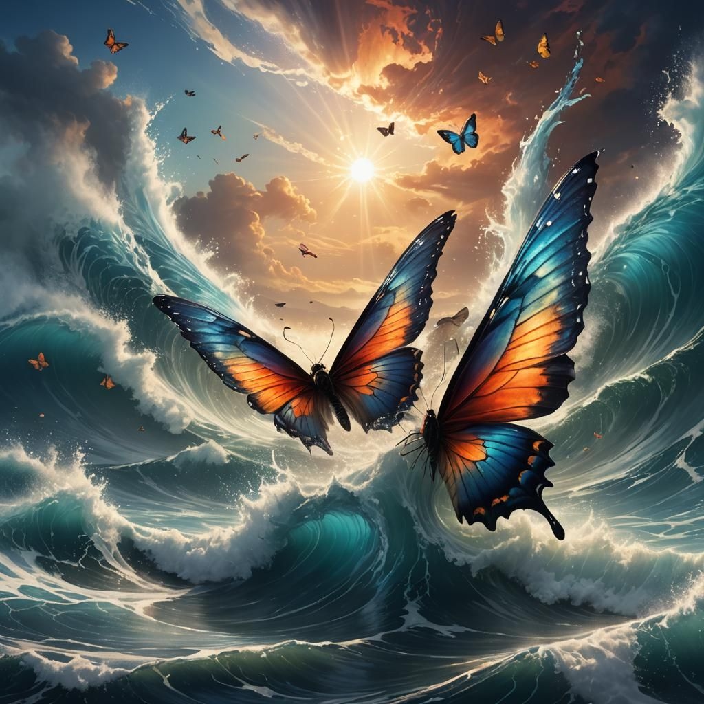 Butterfly Creates Tsunami Wave: Fantasy Art