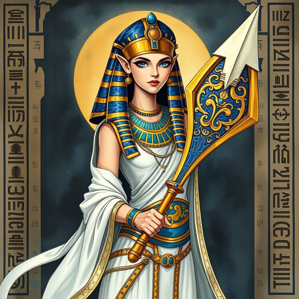 Ancient Egyptian Princess Warrior in Art Nouveau Style