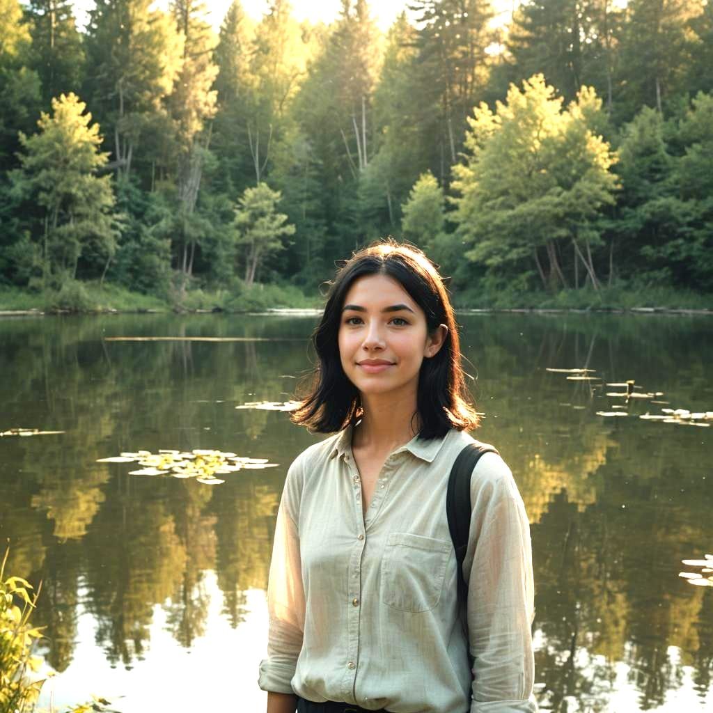 Serene Lakeside Portrait in Cinematic Style