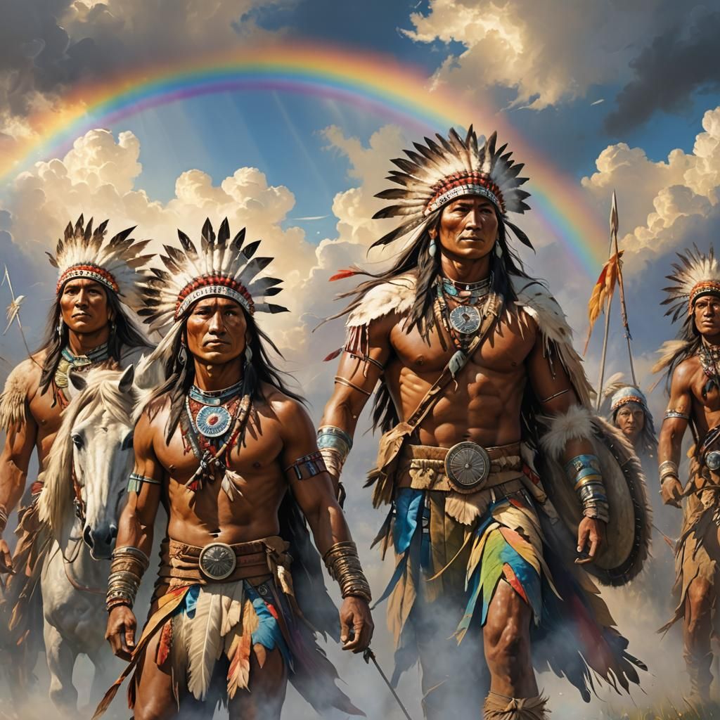 Native American Warriors in Divine Light