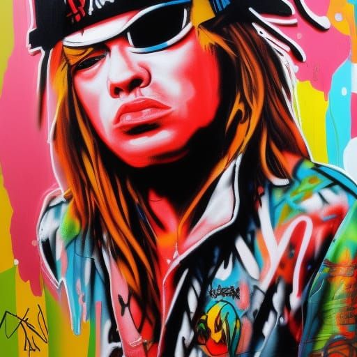 Axl Rose Graffiti Art: Colorful, Detailed Portrait