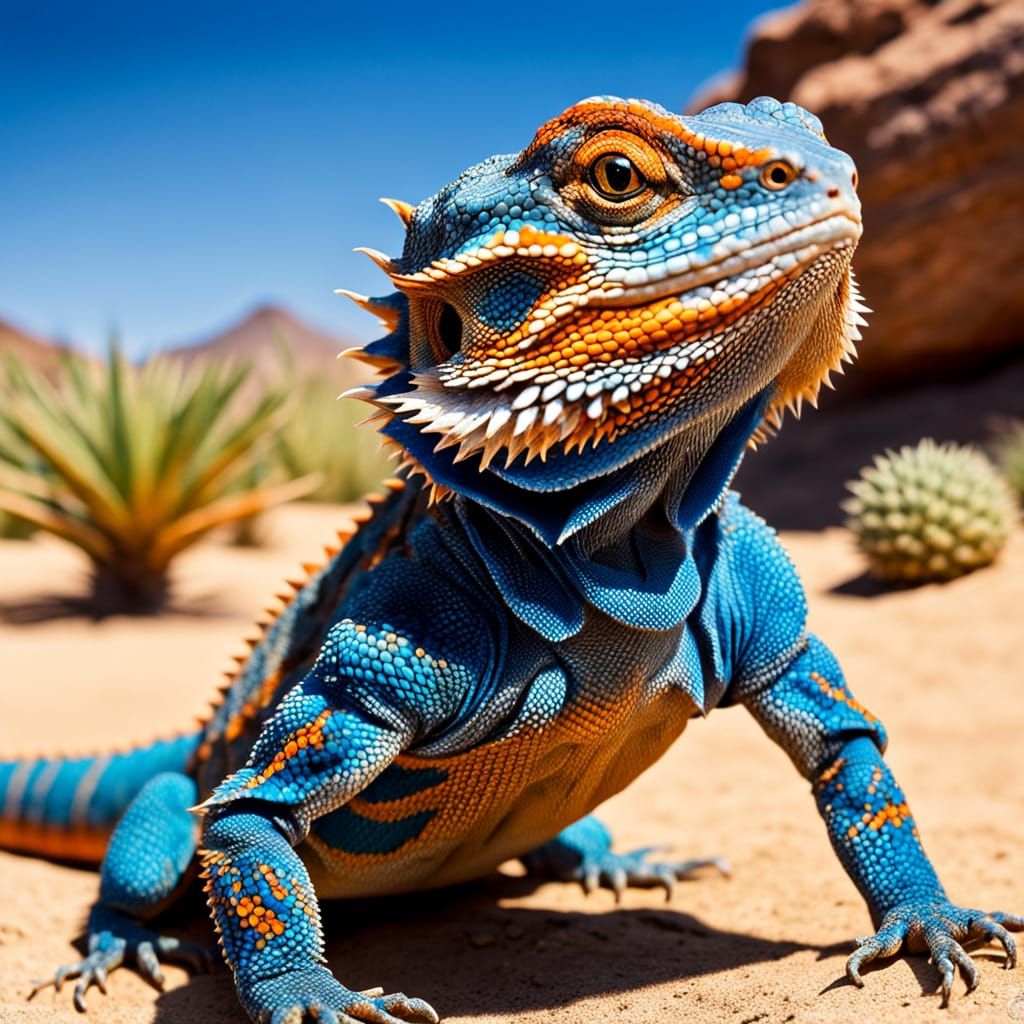 Bearded Dragon Lizard in Desert Sunlight