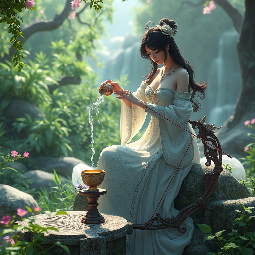 Temperance: Serene Maiden in Anime-Inspired 3D Art