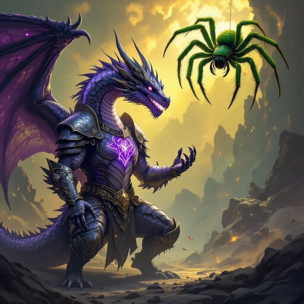 Dragon Battle: Silver Dragon vs. Giant Tarantula