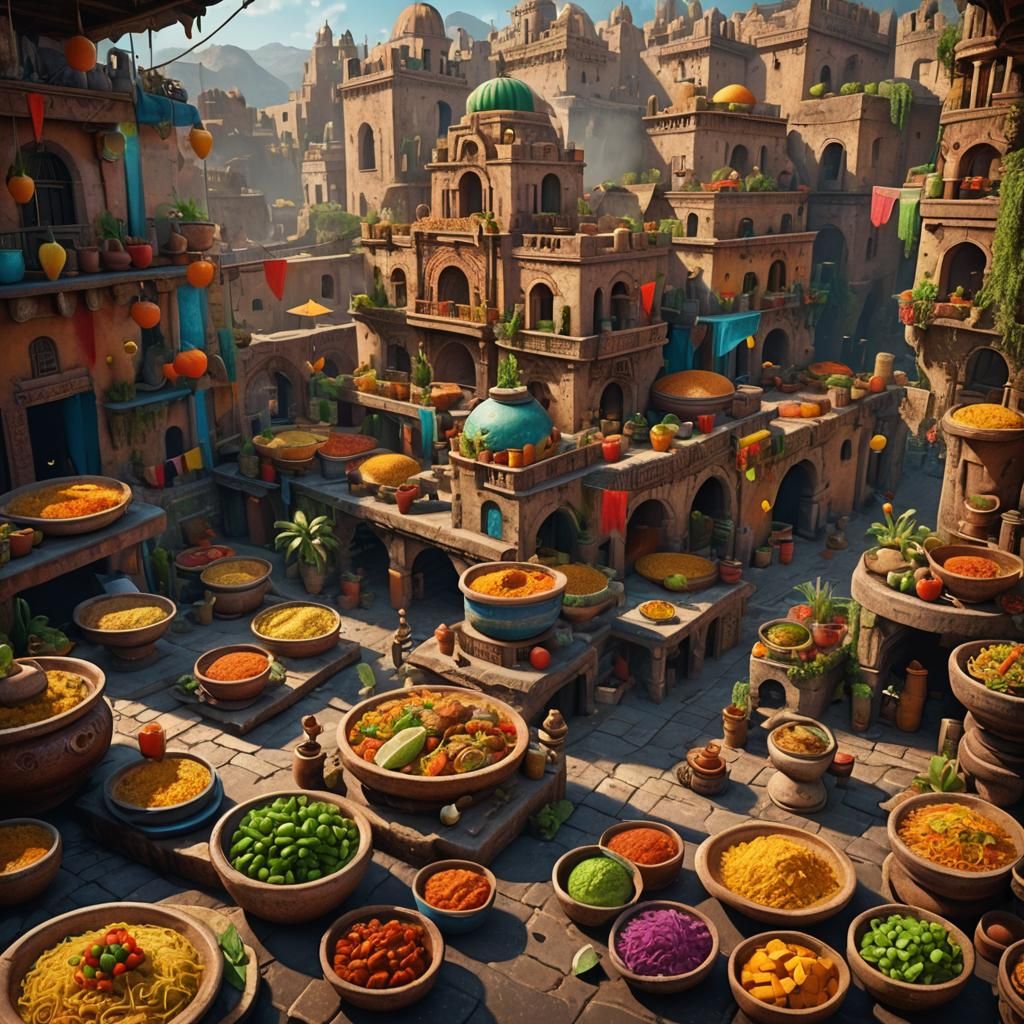 Vibrant Mexican Cuisine in Detailed Matte Painting