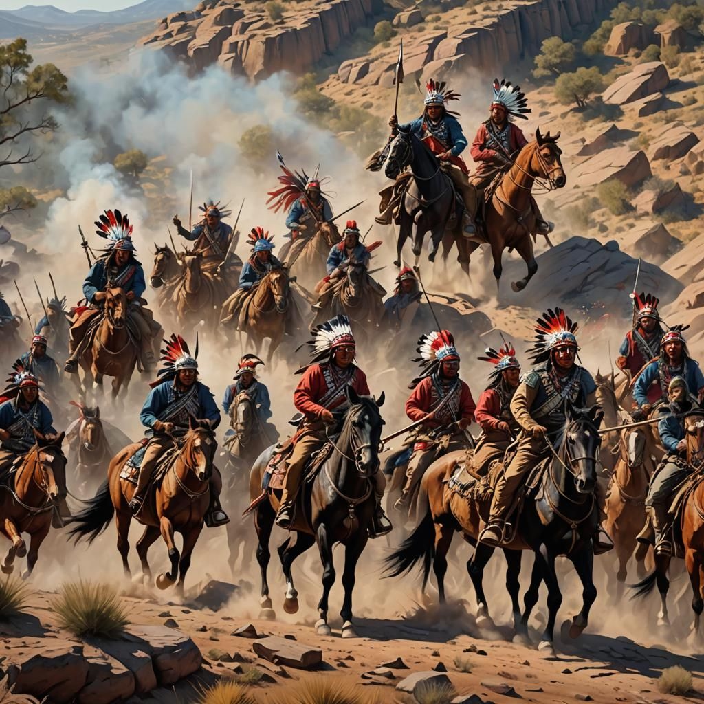 Apache Warriors Attack: Hyperrealistic Splash Art