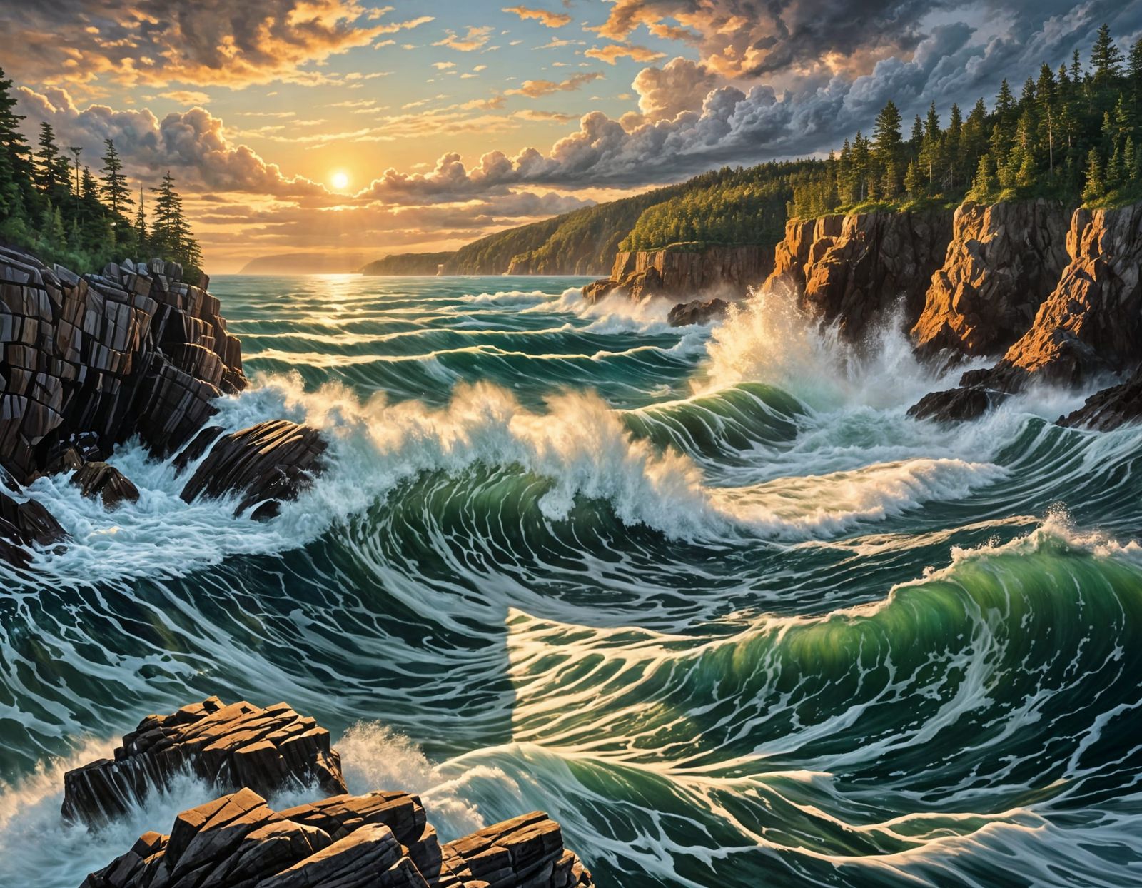 Mesmerizing Old Sow Whirlpool Oil Painting