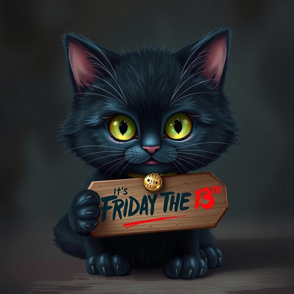 Black Cat Mischief: Friday the 13th Digital Art