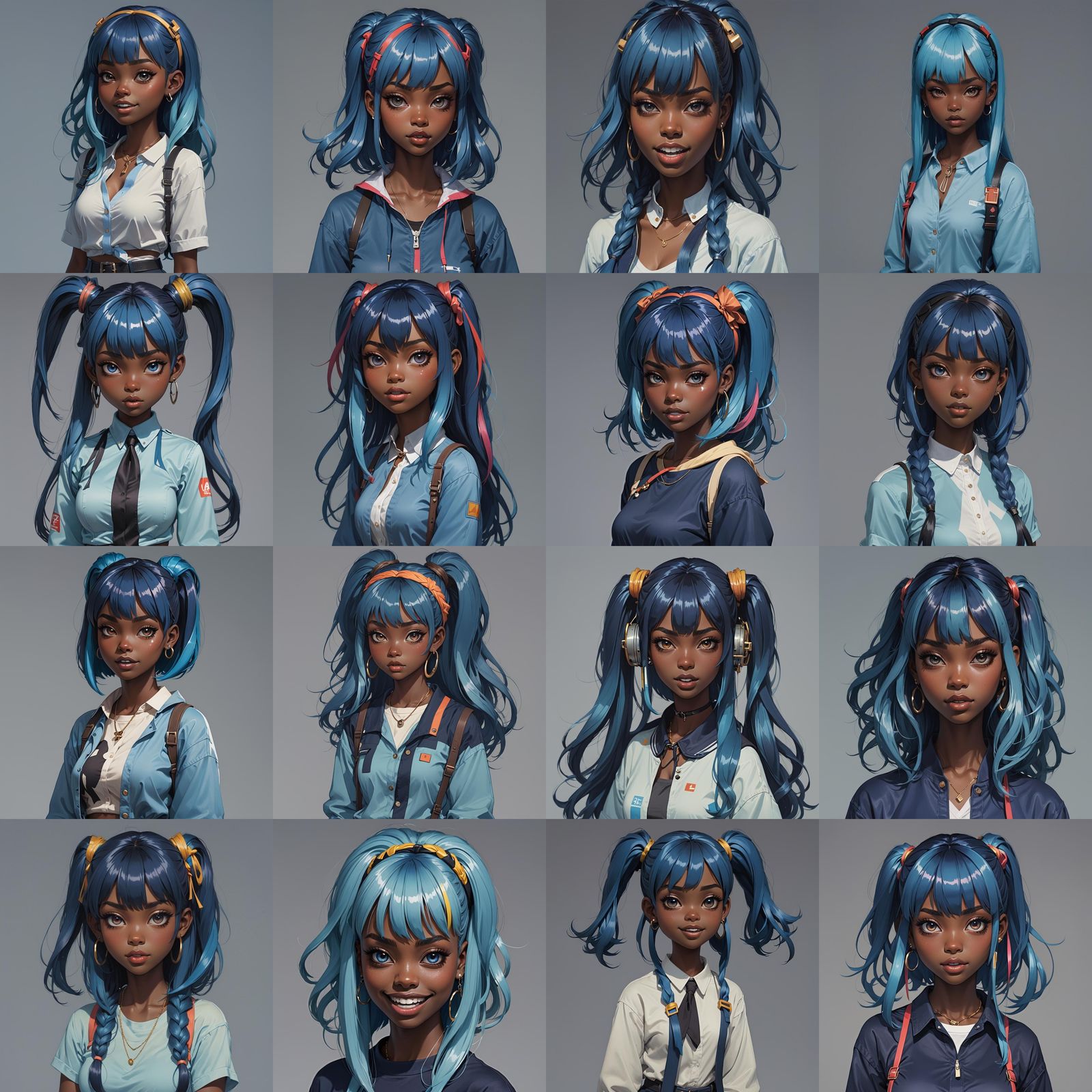 Striking Portrait of a Blue-Skinned Girl