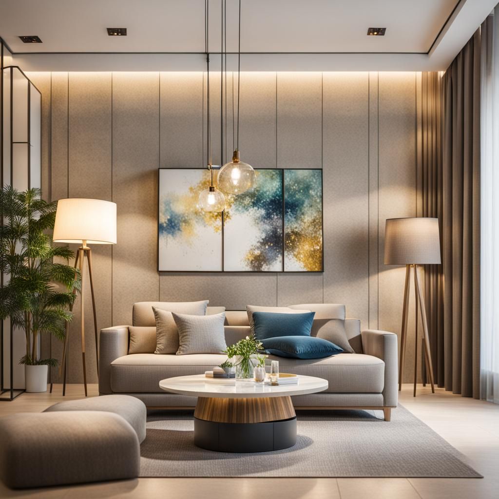 Elegant Home Interior with Bokeh Lighting