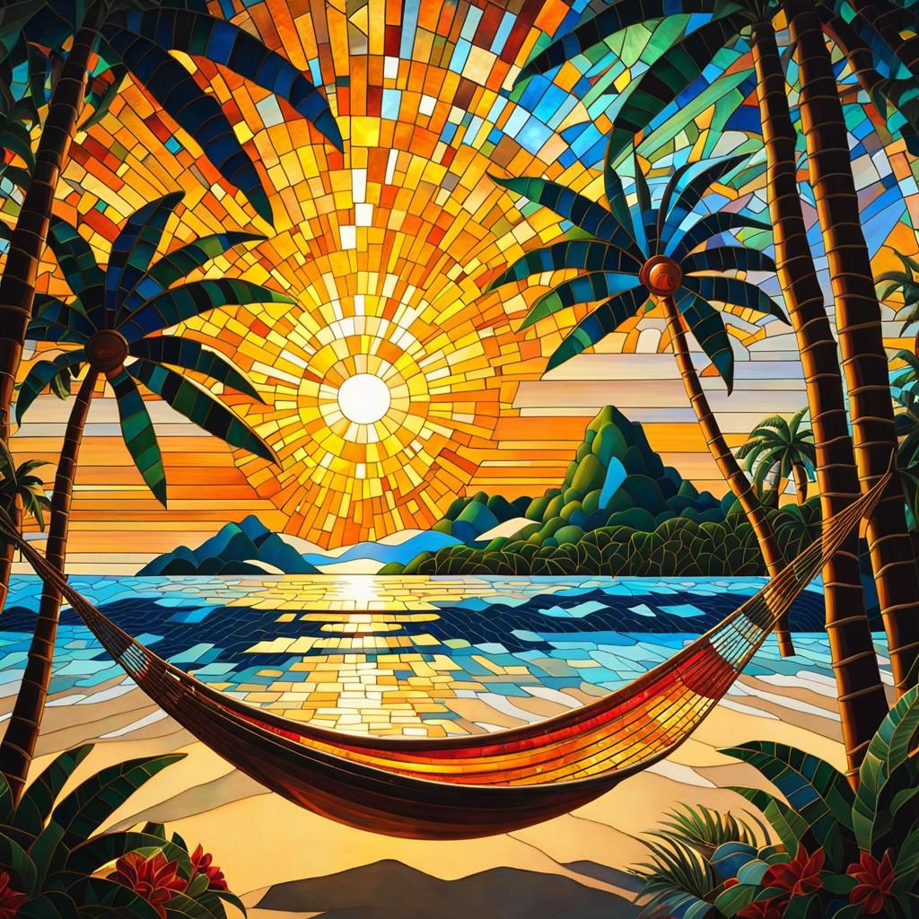 Lush Tropical Island Paradise at Golden Hour