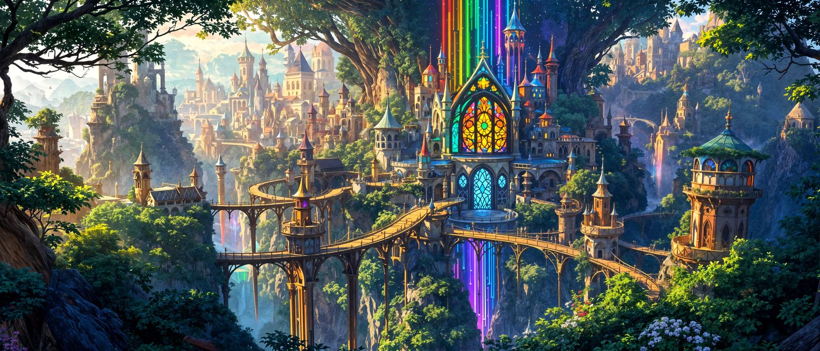 Rainbow Light Illuminates Elven City