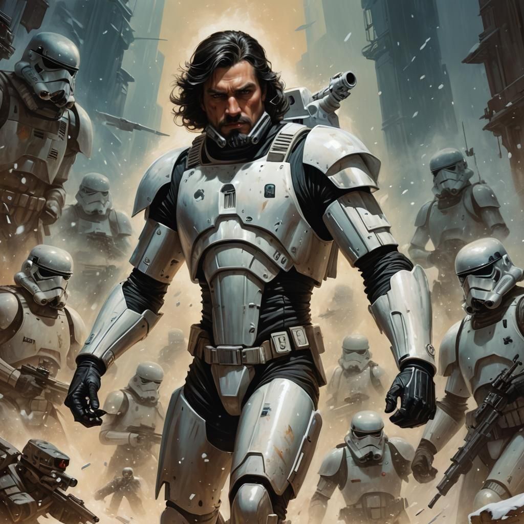 Futuristic Ice Warrior in Comic Book Style