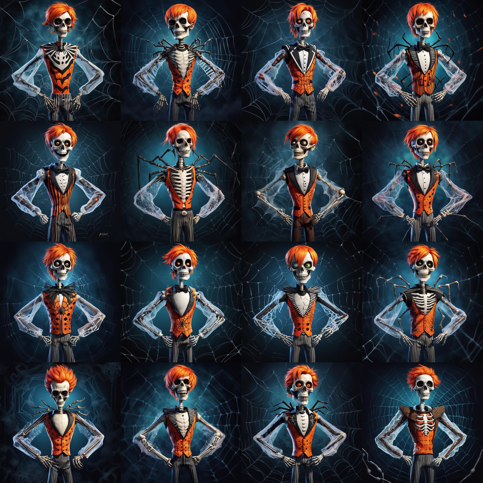 Whimsical Skeleton in Halloween Town: A Gothic Fantasy