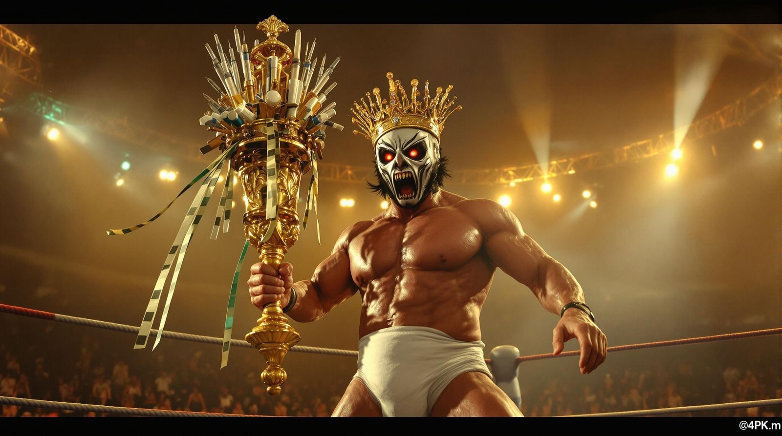 Diaper Fighter's Diabetic Miter: A Surreal Wrestling Scene