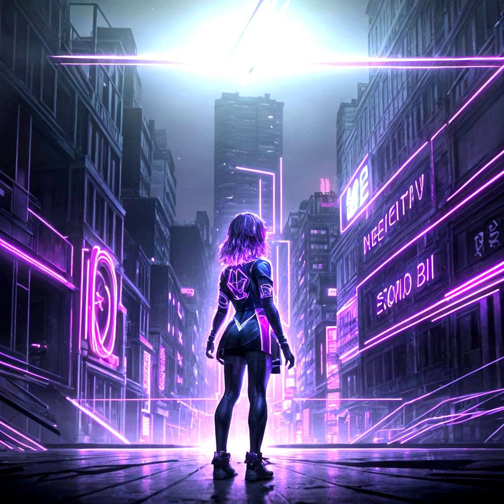 Neon Square Root Symbol in Dark Alley