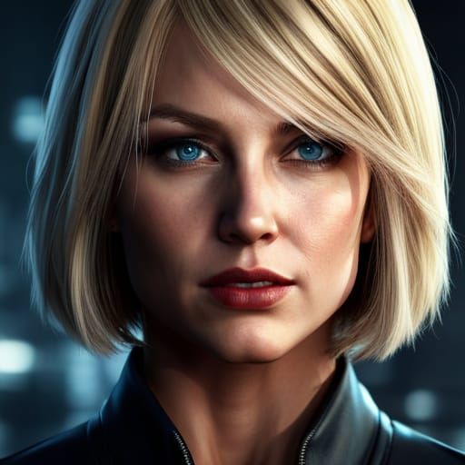 Beautiful Blond Agent in Detailed Digital Portrait