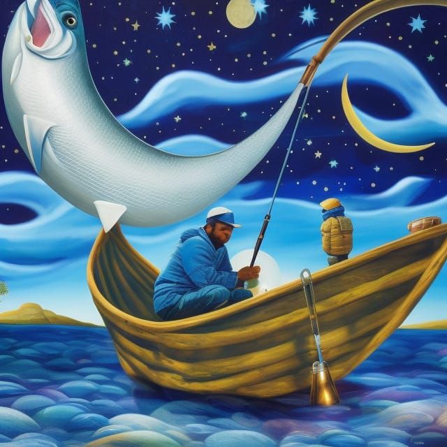 Lonely Fisherman in dream world